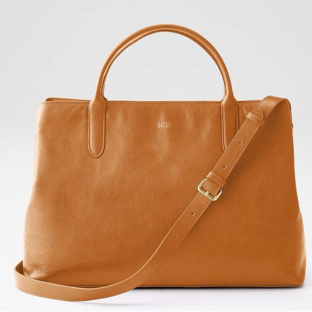 Mark & Graham CAROLINE LEATHER HANDBAG Camel EUC